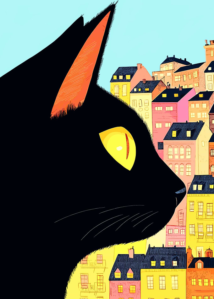 Black Cat Cityscape
