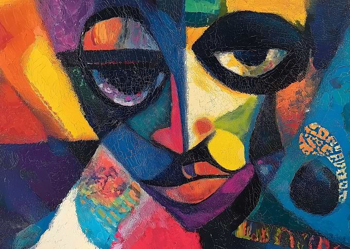 Abstract Portrait in Bold Colors