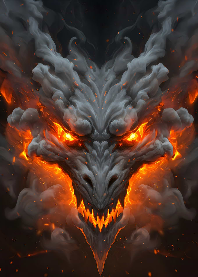 Fiery Dragon Smoking Head