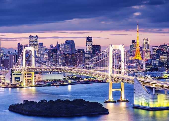 Tokyo Skyline with Rainbow Bridge