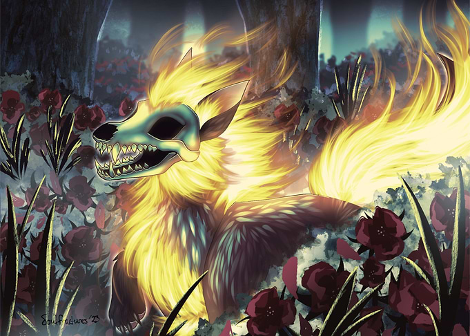 Fiery Skeleton Wolf