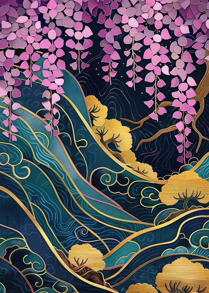 Wisteria & Mountains