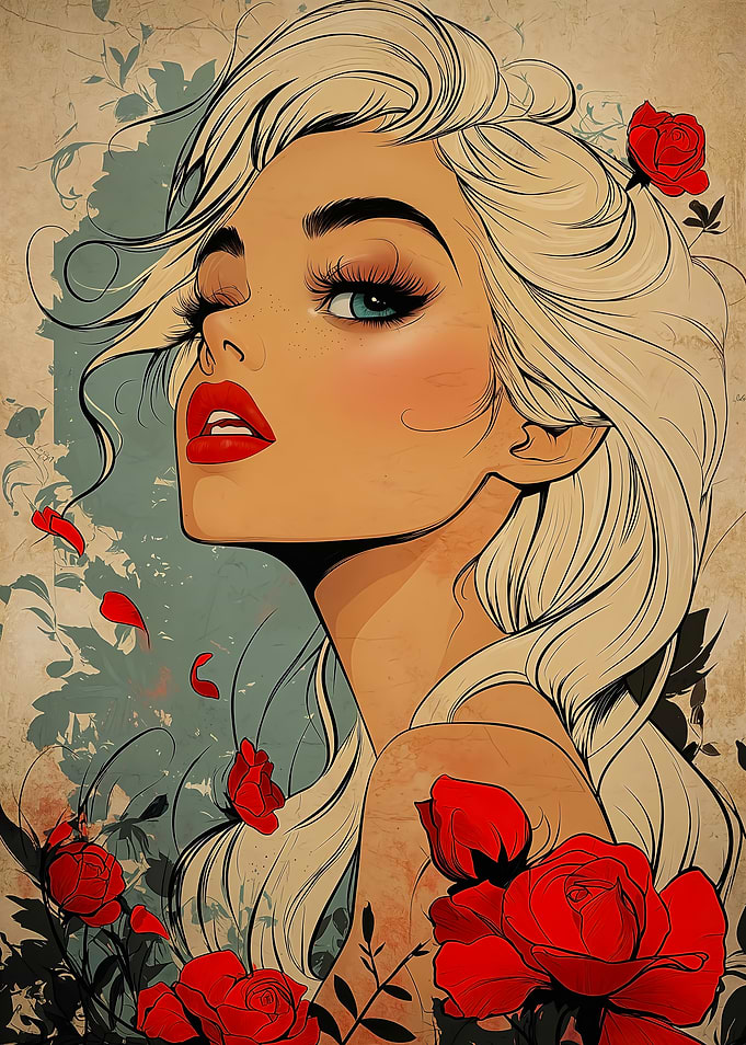 Blond Woman with Roses
