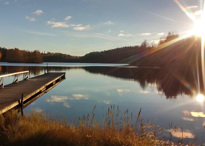Sunset Lake with Dock