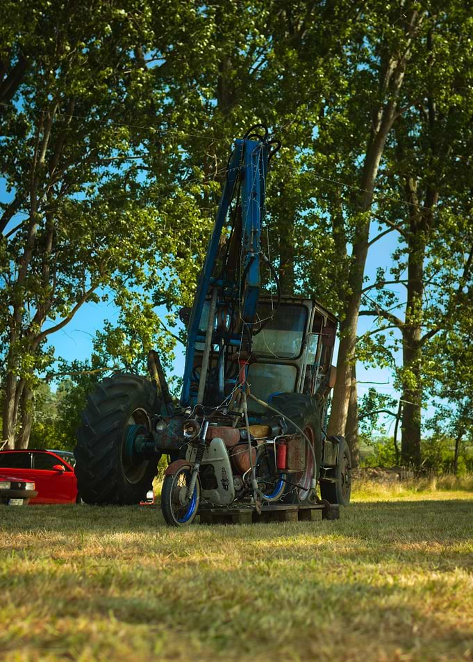 Vintage Tractor and Motorcycle