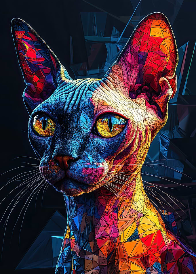 Sphynx Cat in Neon Colors