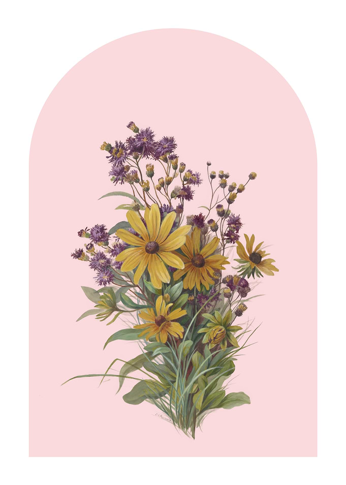 Vintage Wildflower Bouquet Pink
