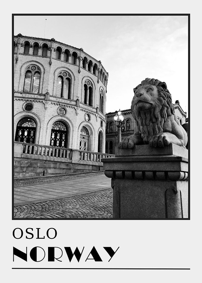 Oslo, Norway Lion Statue Photo Travel Poster