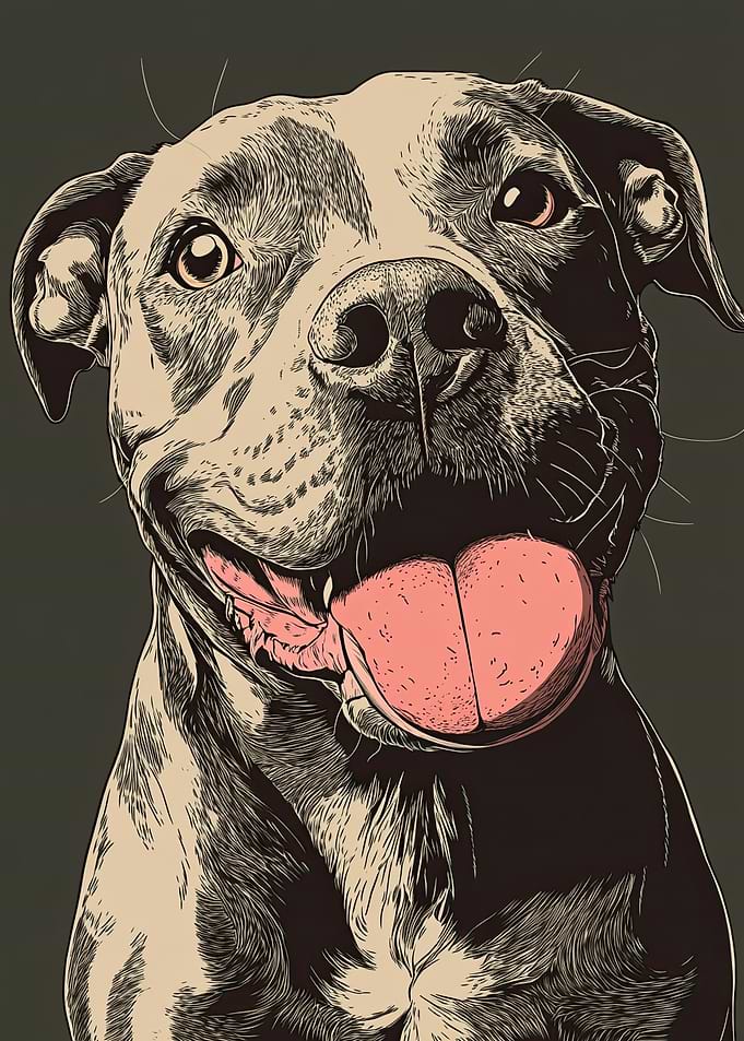 Smiling Pitbull Illustration