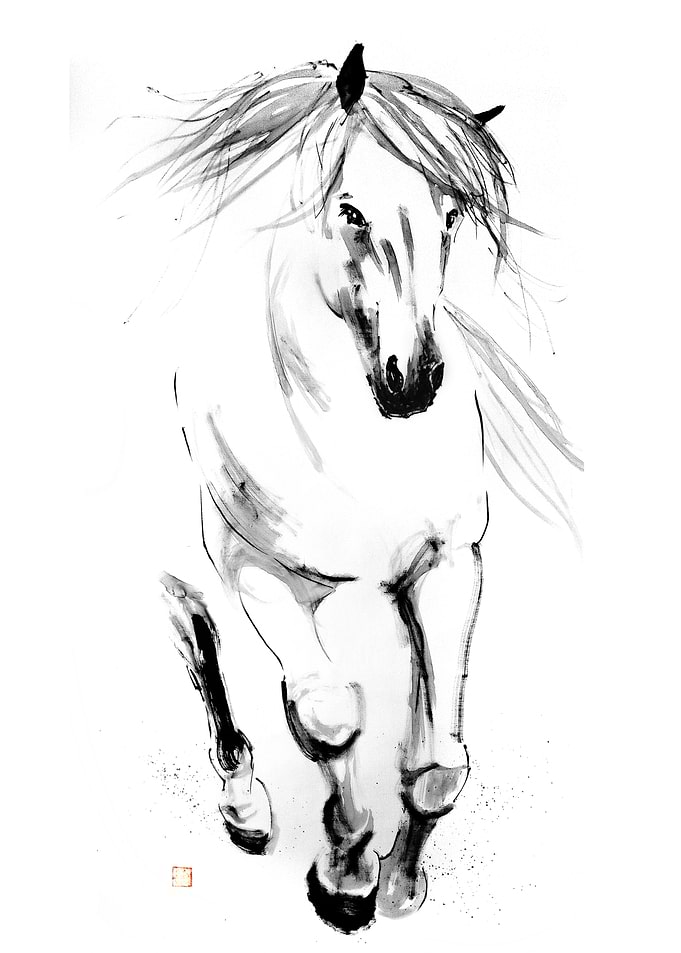 Running Horse Ink Painting