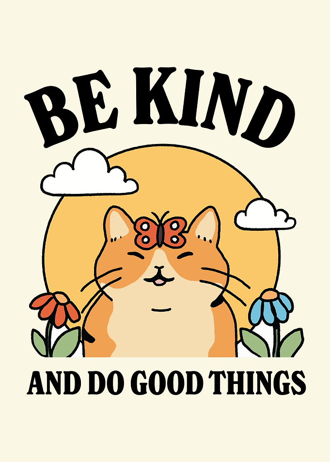 Be Kind Cat Illustration