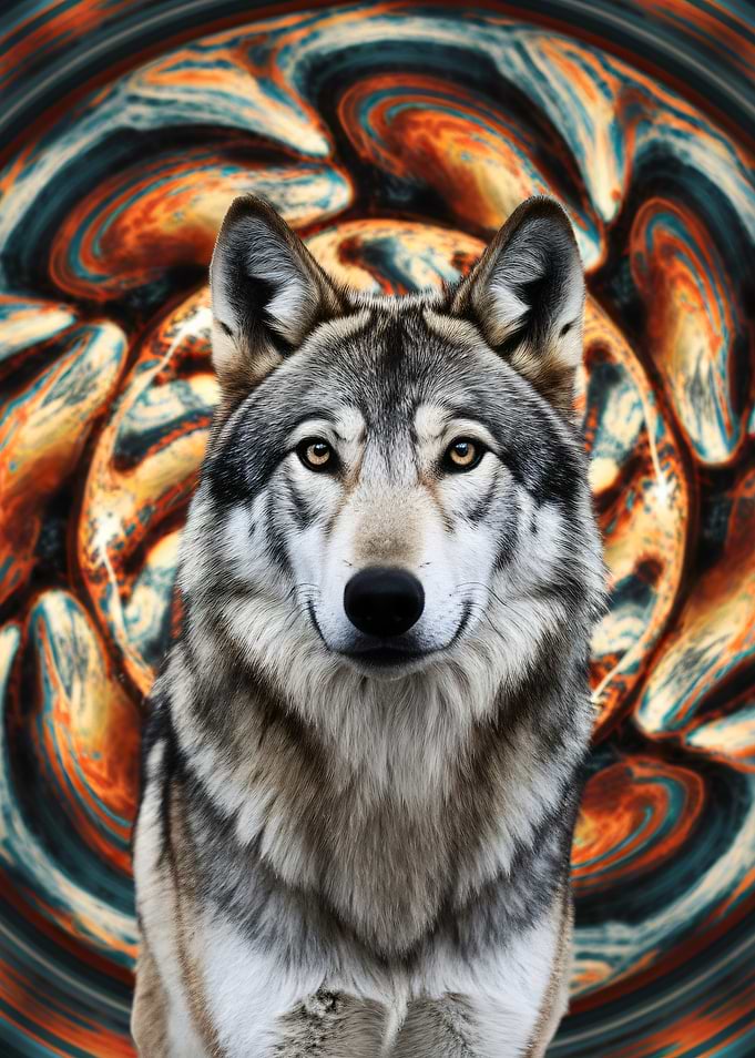 Wolf with Swirling Background