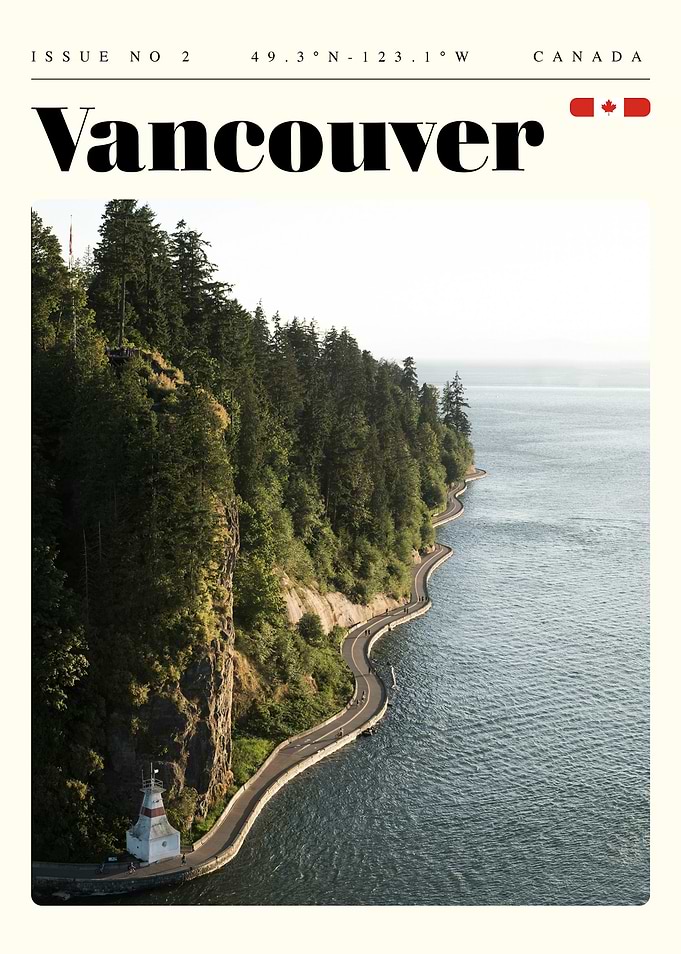 Vancouver British Columbia Travel Art Poster