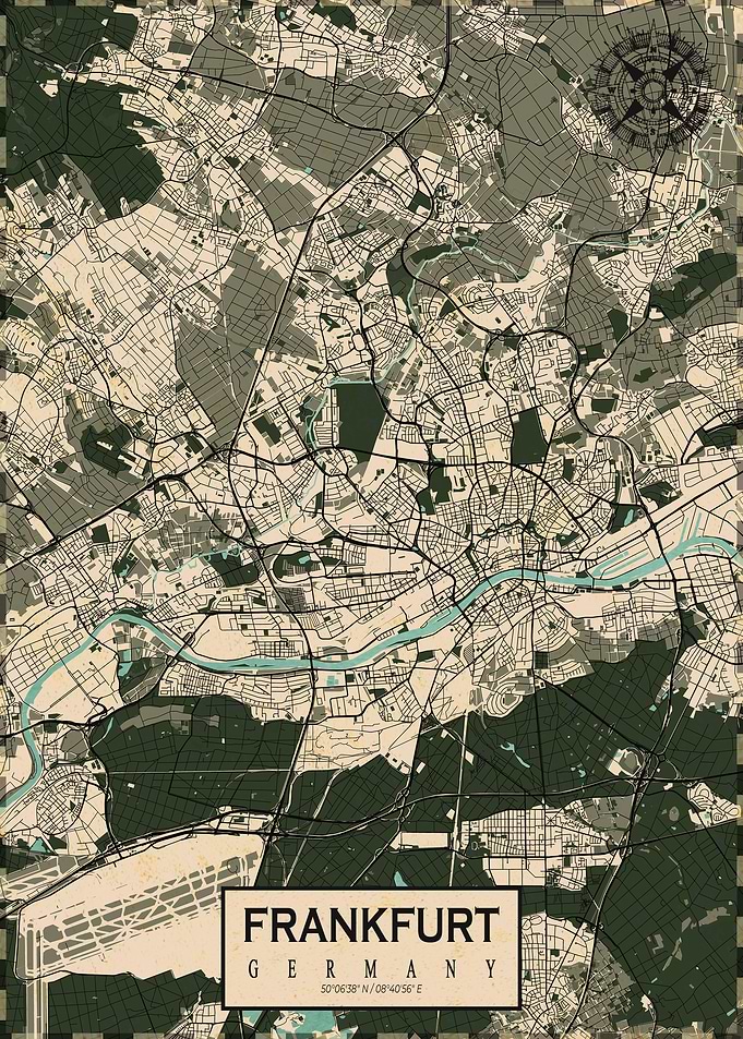 Frankfurt City Map Germany Vintage