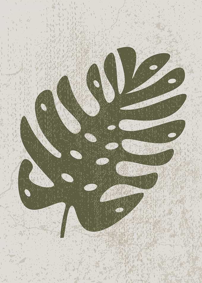 Boho Olive Green Botanical Leaf Print
