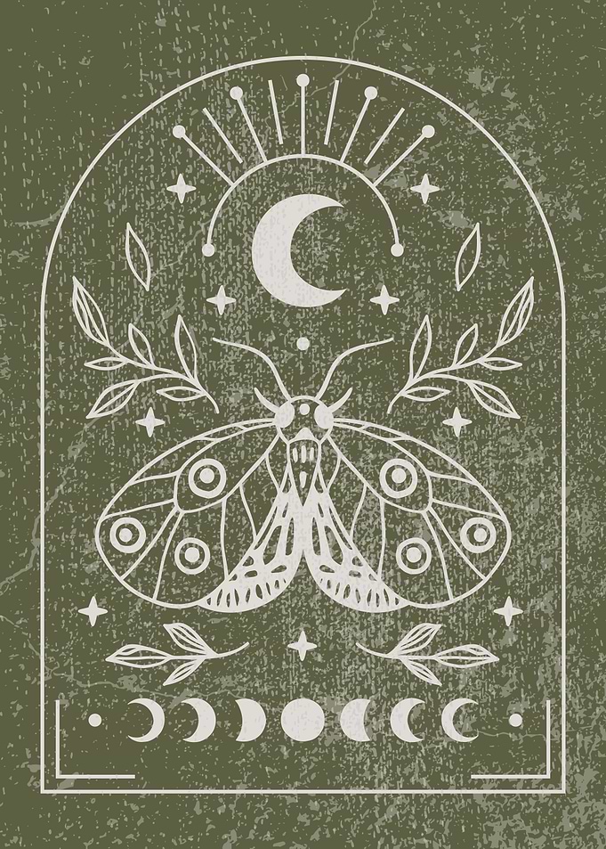 Moth and Moon Illustration