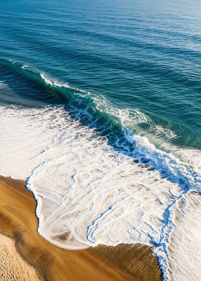 Ocean Wave Crashing on Beach