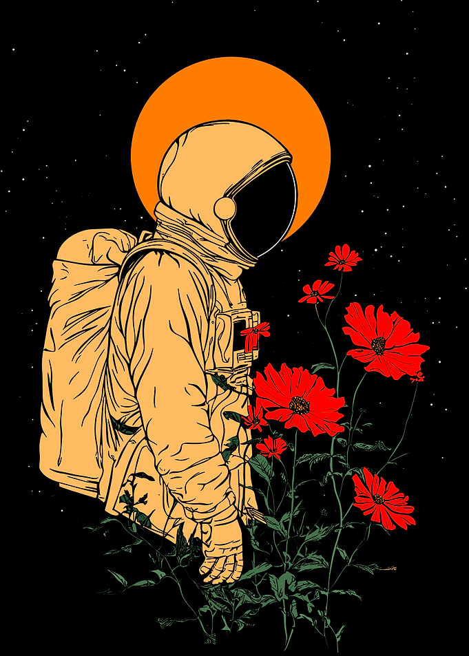 Astronaut and Flowers
