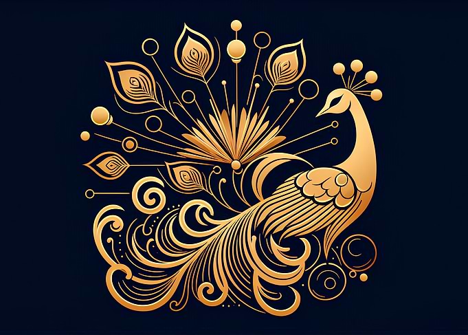 Golden Peacock Illustration