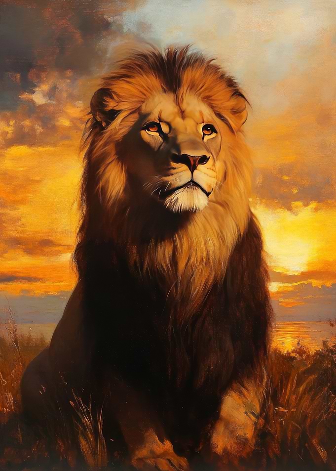 Majestic Lion at Sunset