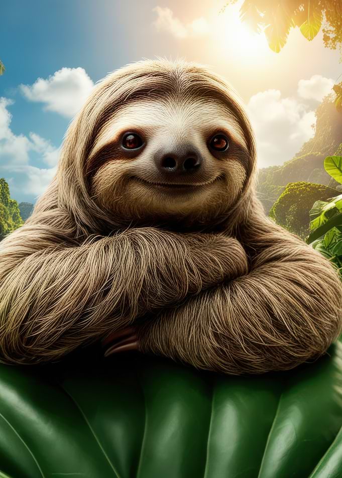 Smiling Sloth in Jungle, nursery, cute animal
