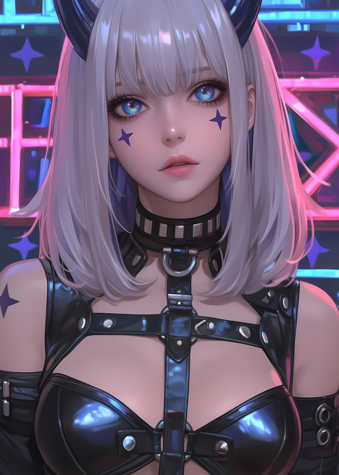 Anime Girl with Horns Gaming