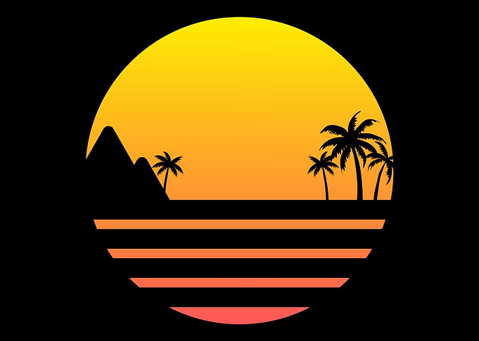 Retro Sunset Beach