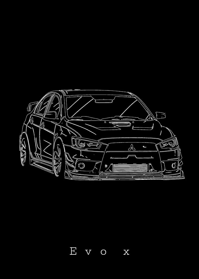 Mitsubishi Lancer Evolution X Line Art