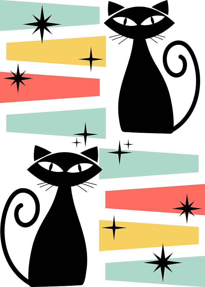Mid-Century Modern Cat Print