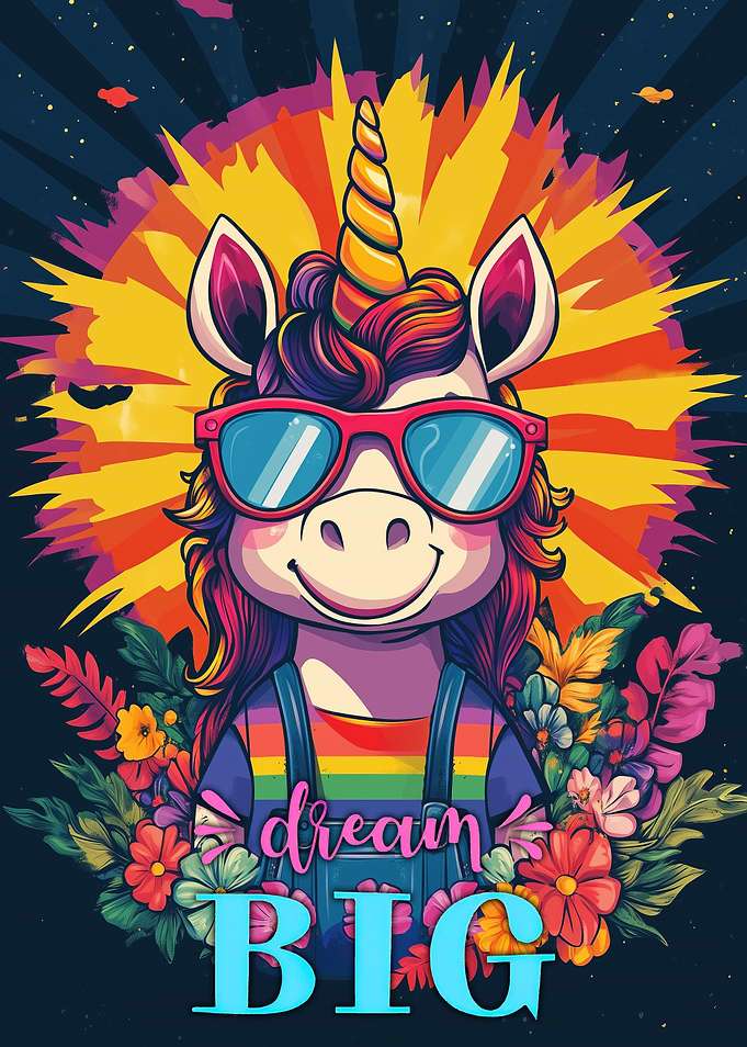 Dream Big Unicorn Colorful Art