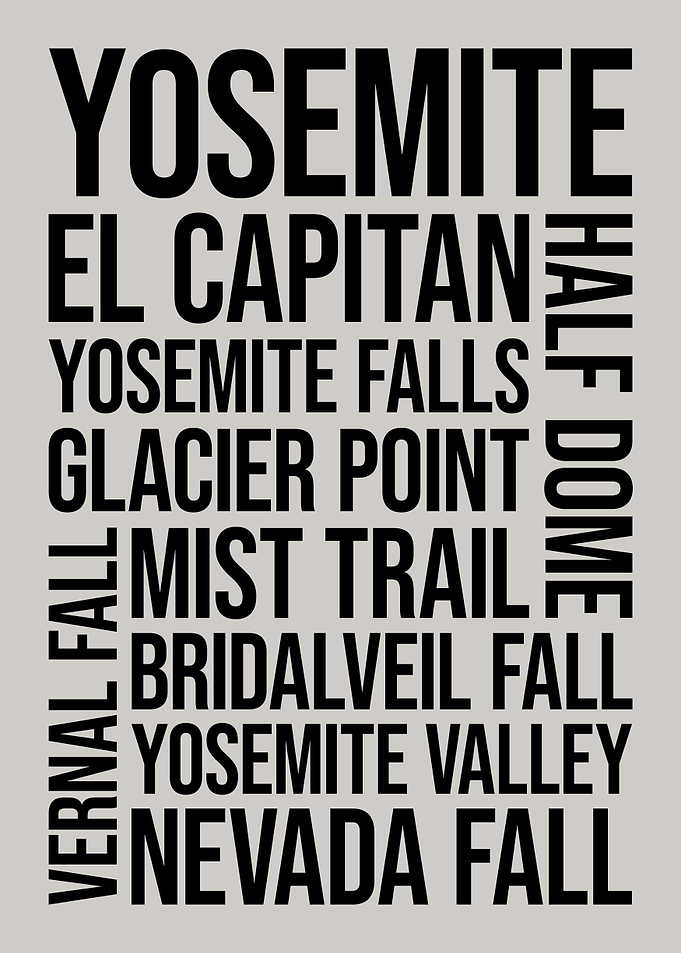 Yosemite National Park Typography