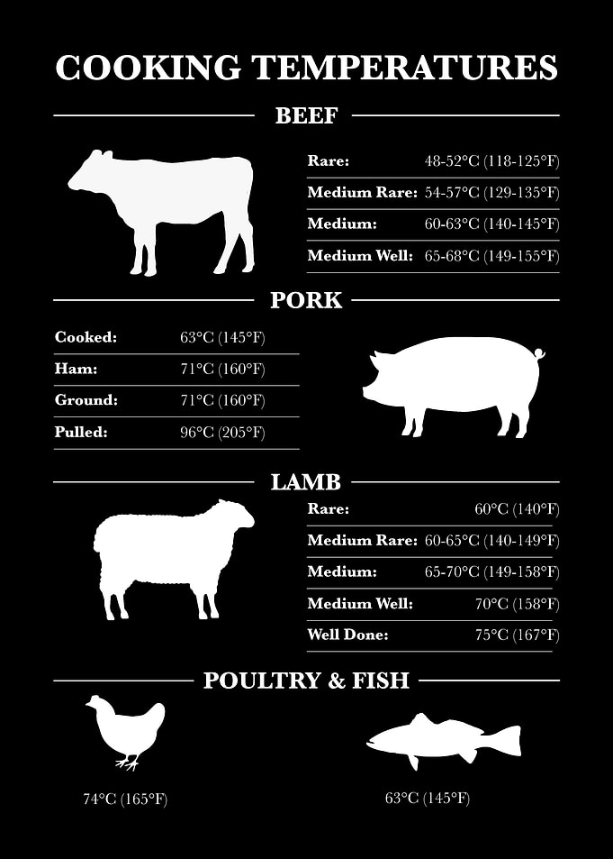 BBQ Meat Cooking Temperatures Celsius