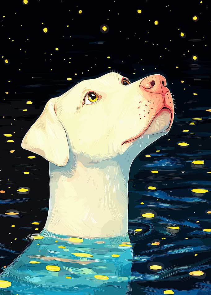Dog Gazing at Stars