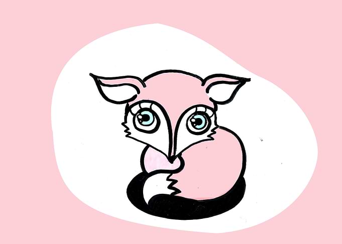 Cute Pink Fox Illustration