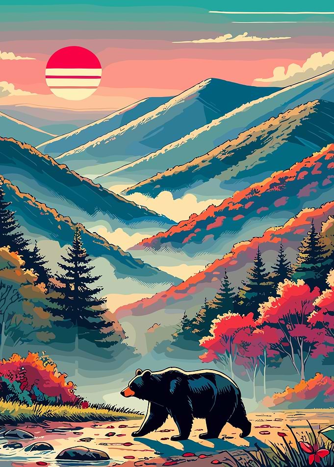 Black Bear in Mountain Valley