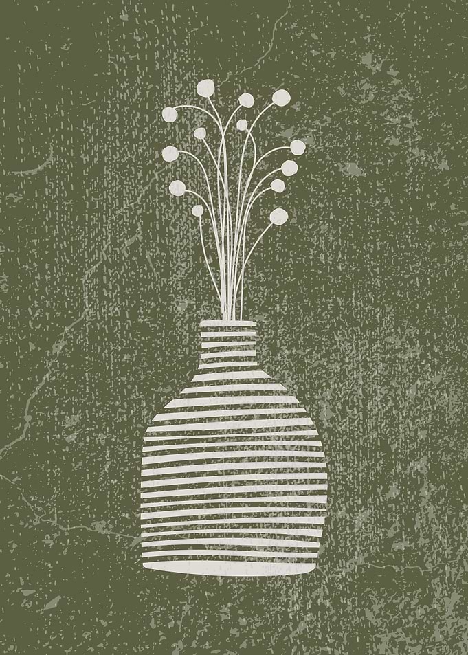 Striped Boho Vase with Flowers