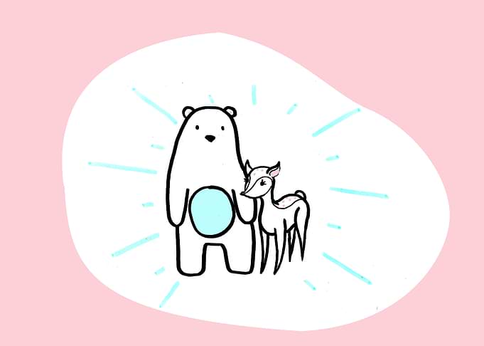 Cute Bear and Fawn Illustration