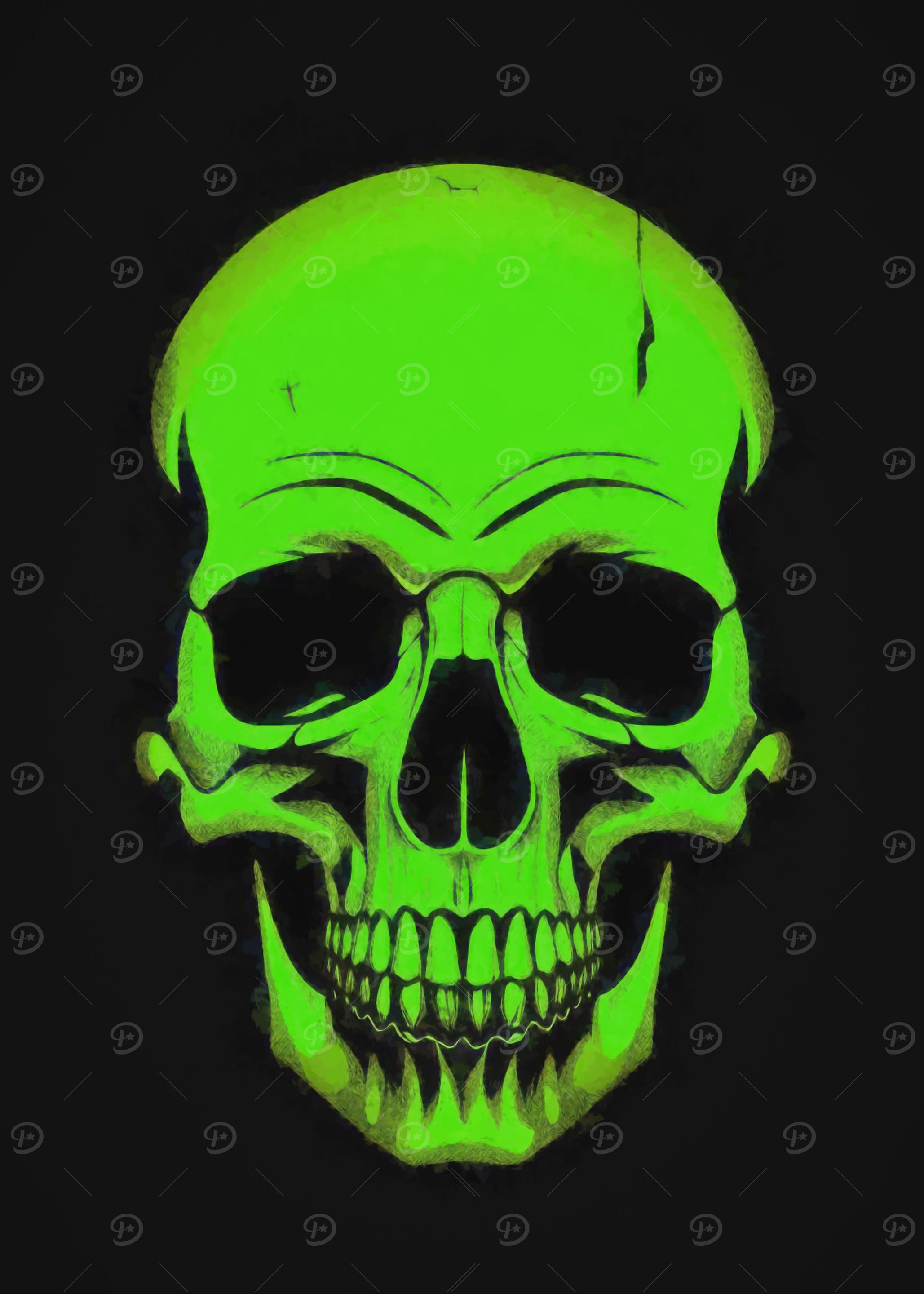 Green Skull Illustration