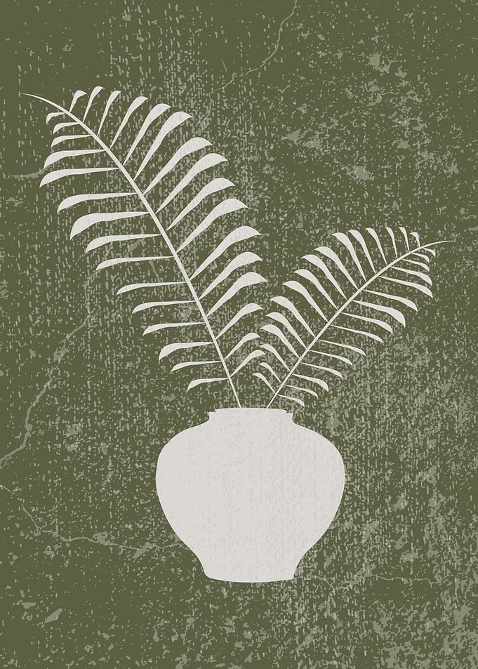 Boho White Fern Silhouette