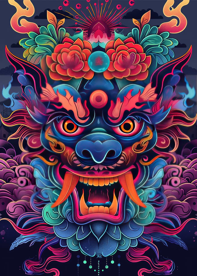 Neon Dragon Mask