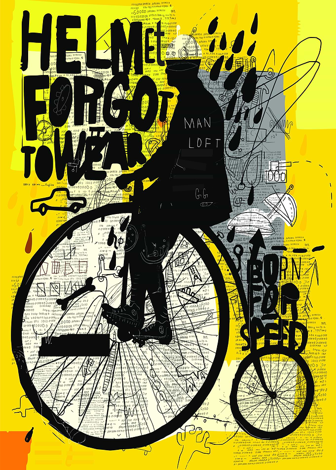 Graffiti Penny Farthing Rider