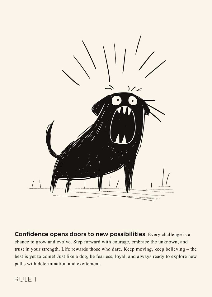 Dog, Don’t be afraid and face challenges – Exclamation Mark