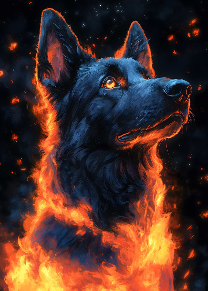 Fiery German Shepherd Dog Animal