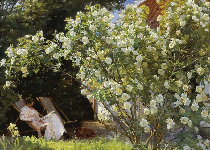 Woman Reading in a Garden