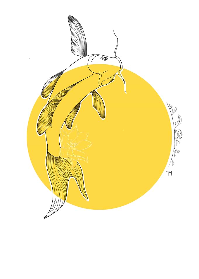 Koi Fish Line Art