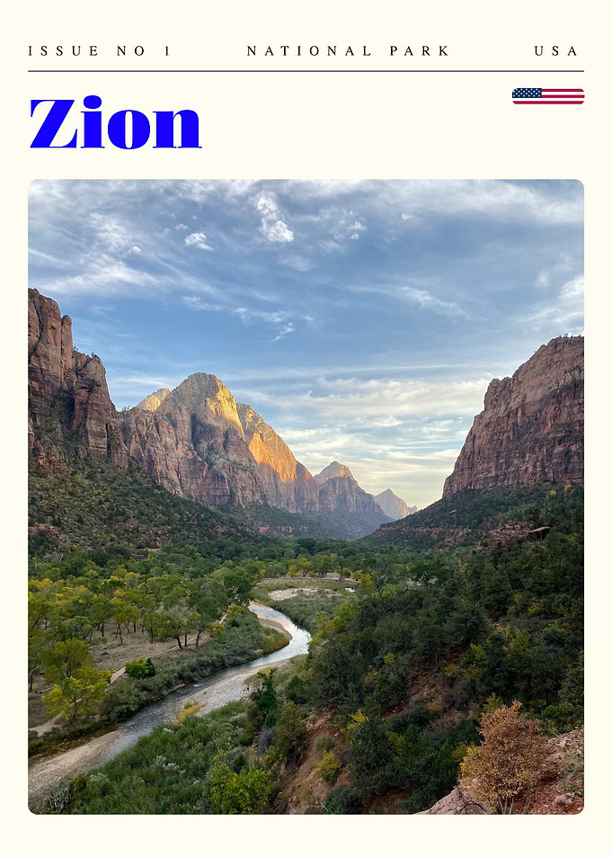 Zion National Park Travel Art Poster