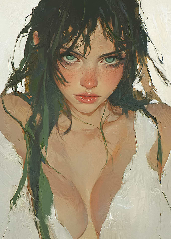 Wild Spirit: Young Woman with Intense Green Eyes