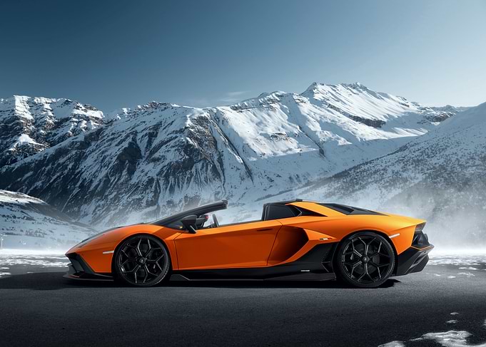 Orange Lamborghini Aventador SVJ Roadster