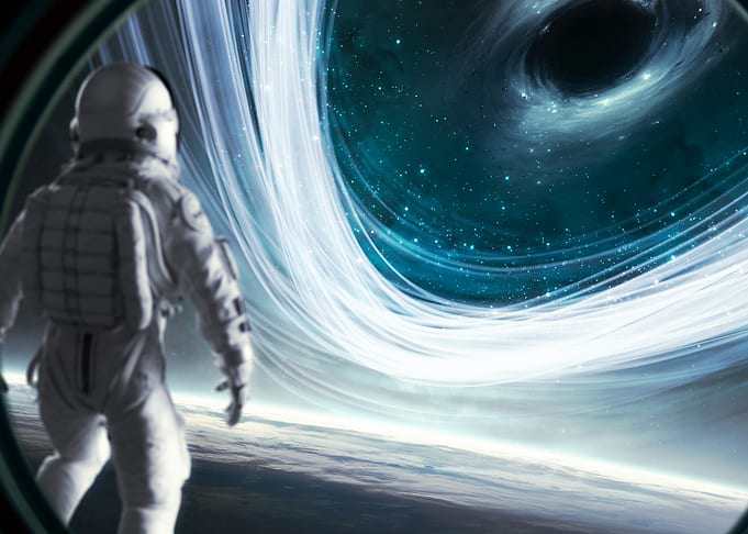 Astronaut Facing Black Hole