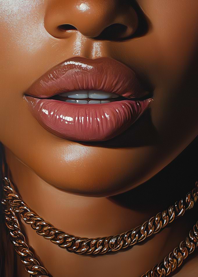 Close-up Lips and Chain black girl